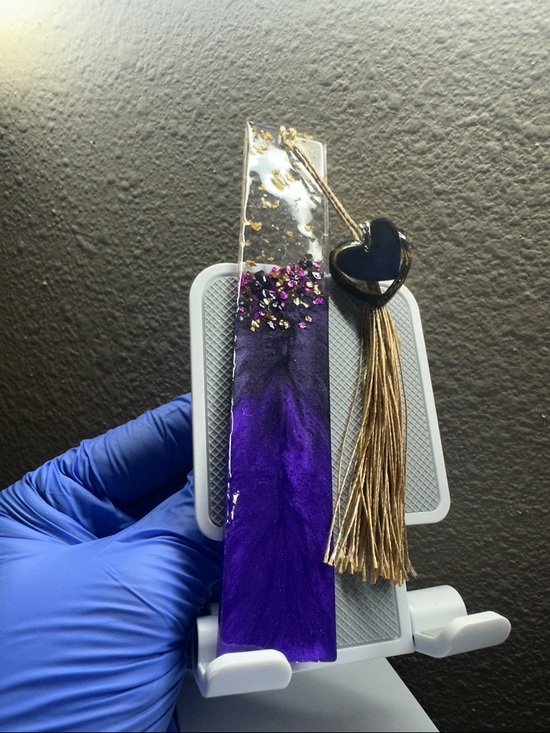 Accessories - Handmade Purple Resin Bookmark with Gold Tassel